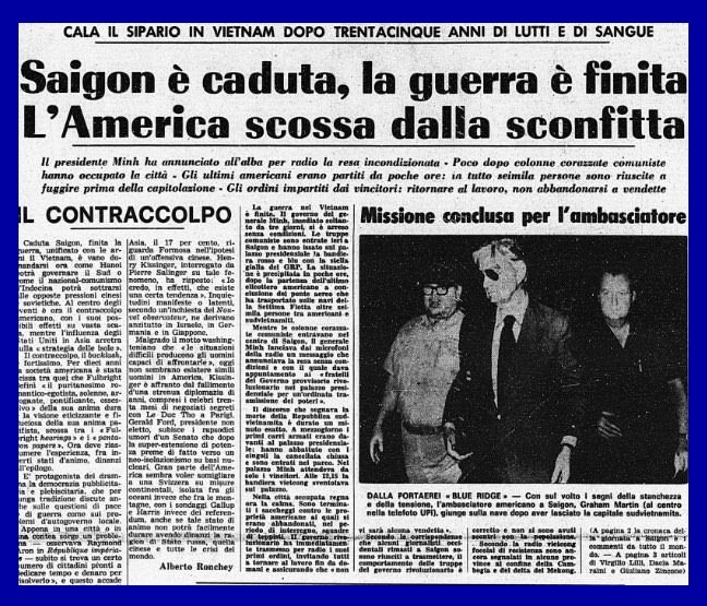 Accadde oggi - 30 Aprile 1975 - Finisce la guerra in Vietnam