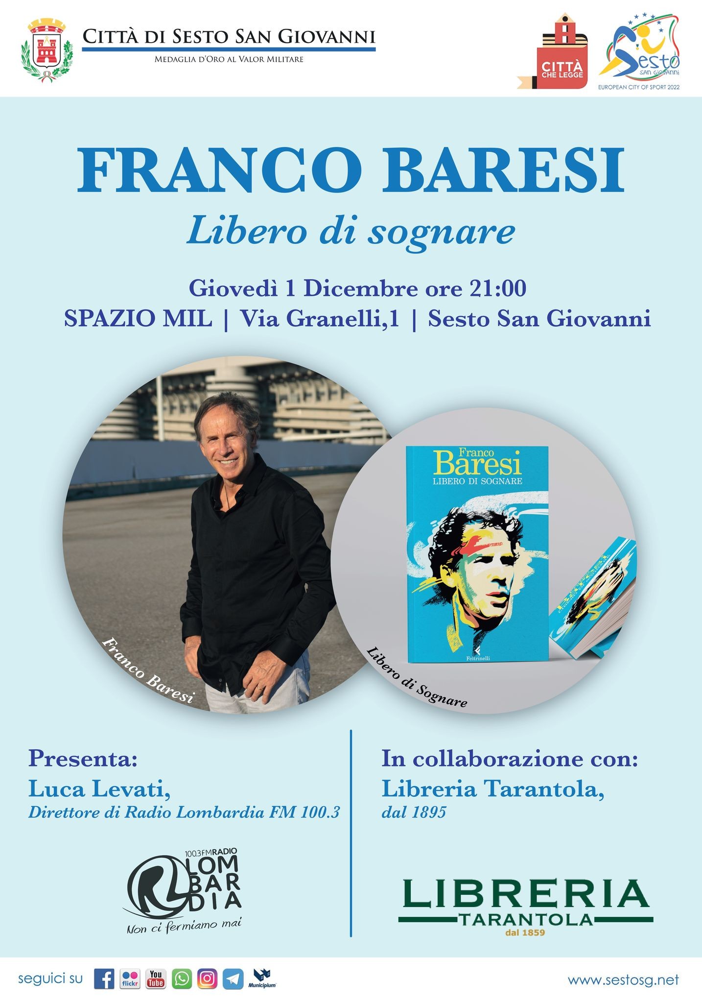 Sesto - Presentazione del libro "LIBERO DI SOGNARE" di Franco Baresi