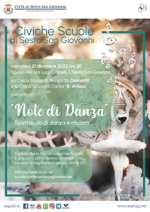 Sesto San Giovanni - Scuole civiche di danza e Musica mettono in scena uno spettacolo: NOTE DI DANZA