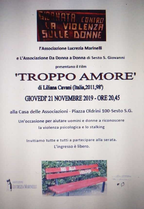 Giovedì - Casa delle Associazioni il film della Cavani "Troppo amore".