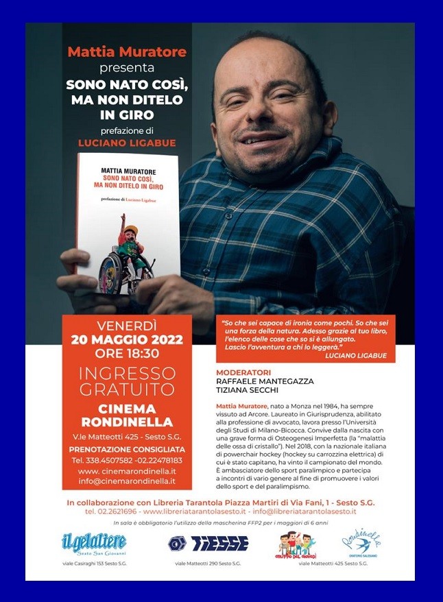 Presentazione libro di Mattia Muratore 20 Maggio cinema Rondinella - 6 Maggio 2022