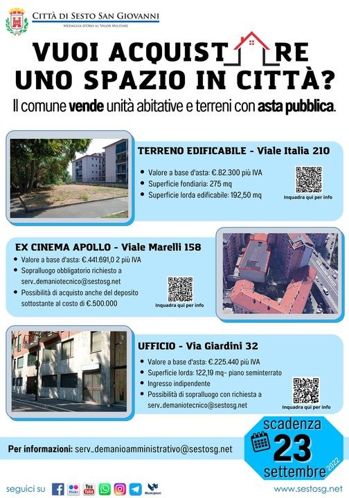 ASTA PUBBLICA: vendita di spazi o terreni per le attività