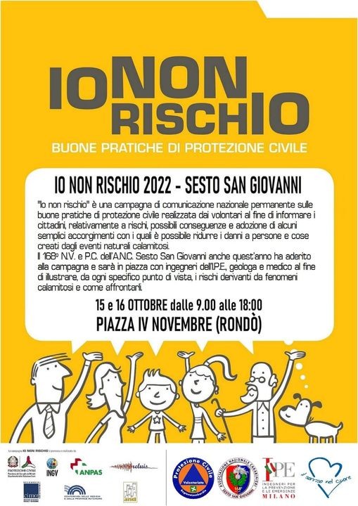 Sesto - Sabato 15 e domenica 16 ottobre torna “Io non rischio 