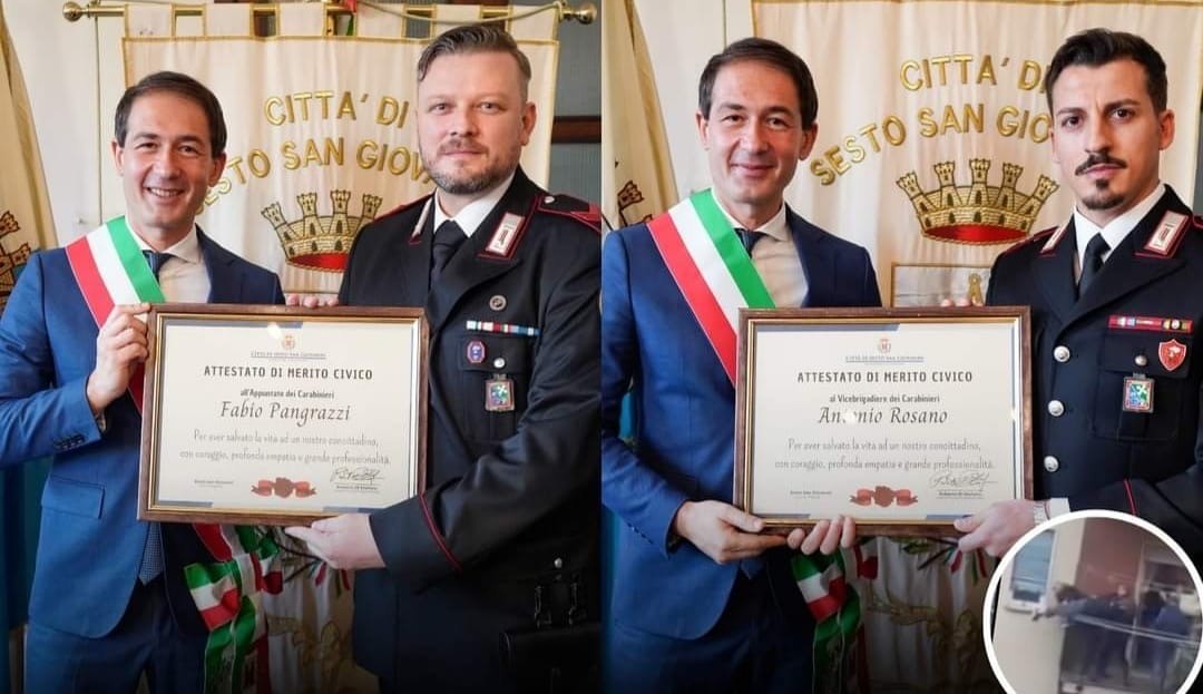 Sesto - SESTO SAN GIOVANNI, CARABINIERI SALVANO ANZIANO DAL SUICIDIO: IL SINDACO LI PREMIA: “GRAZIE EROI!”