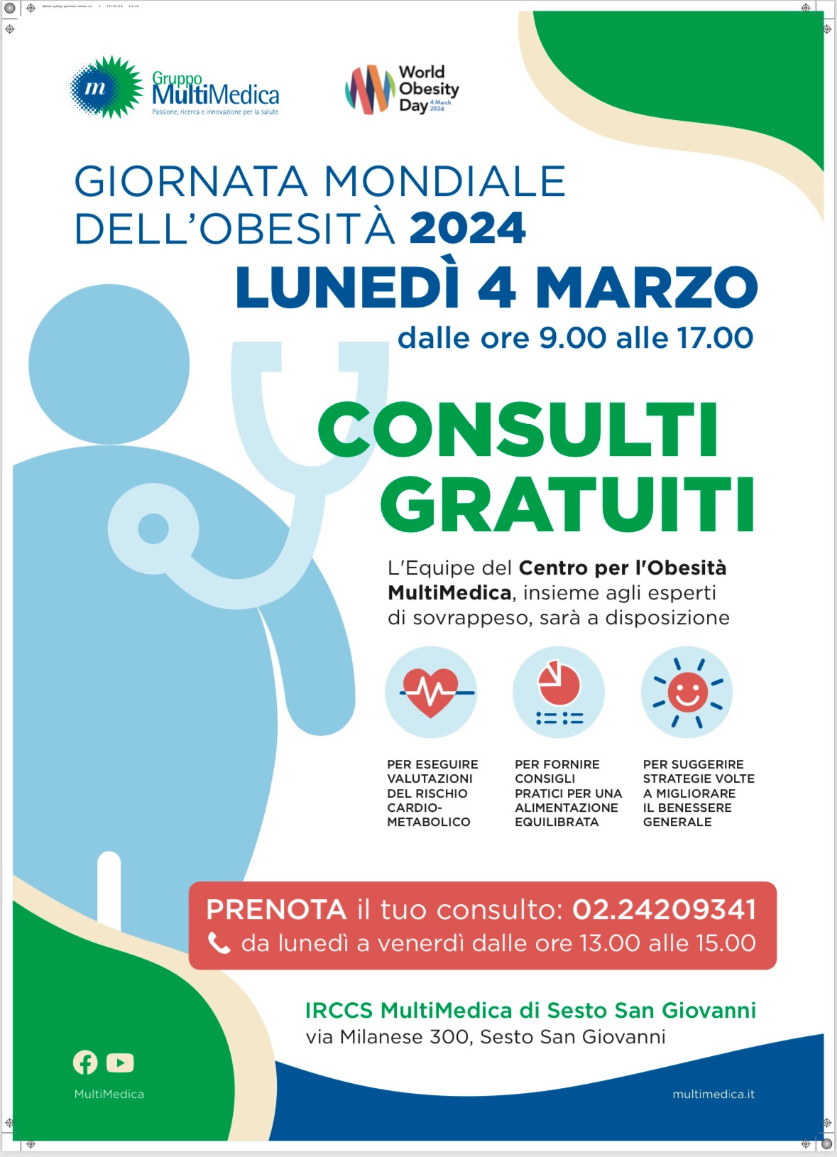 Giornata mondiale dell’Obesità: il 4 marzo consulti gratuiti, all’IRCCS MultiMedica di Sesto San Giovanni