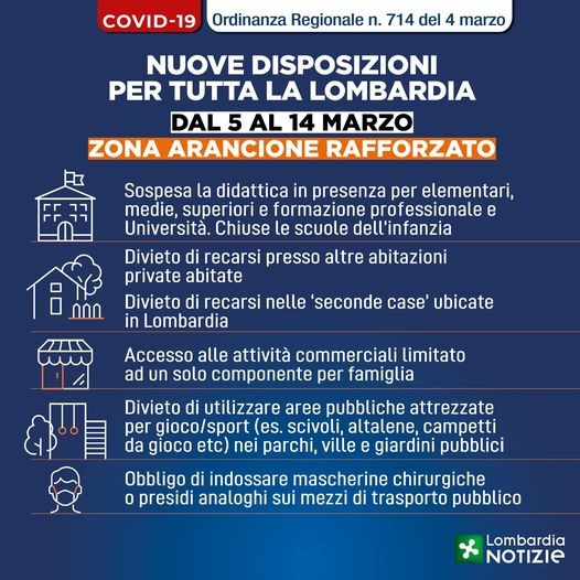 Regione Lombardia - Ordinanza regionale n.714 del 4 marzo 2021.