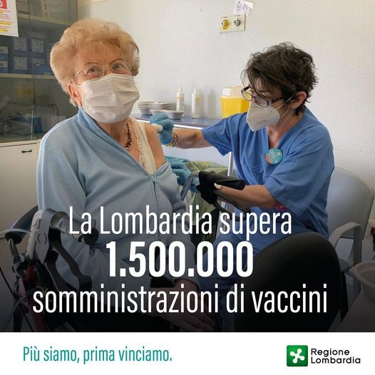 Lombardia - OGGI SUPERATO 1.500.000 DI DOSI SOMMINISTRATE