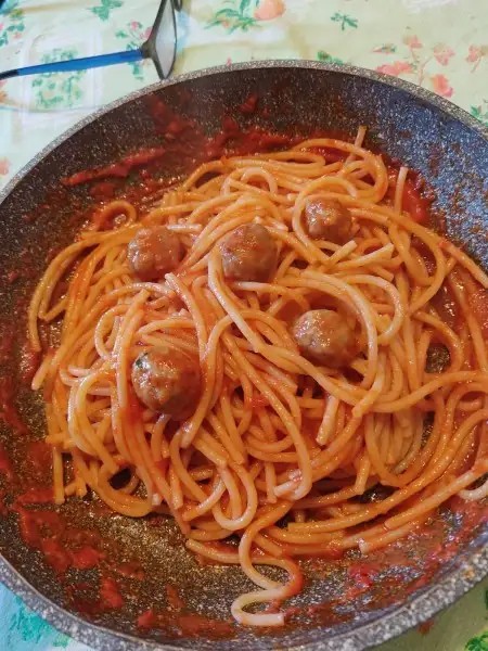 Spaghetti con polpettine