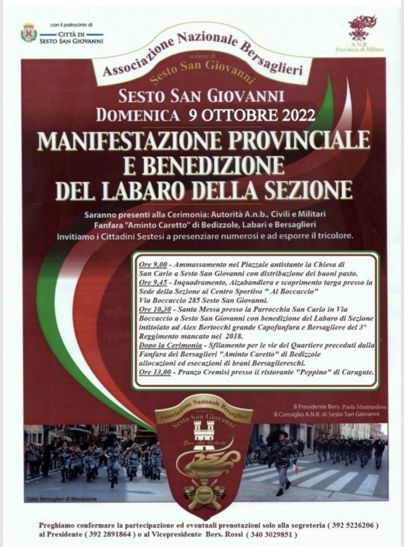Sesto - MANIFESTAZIONE BERSAGLIERI