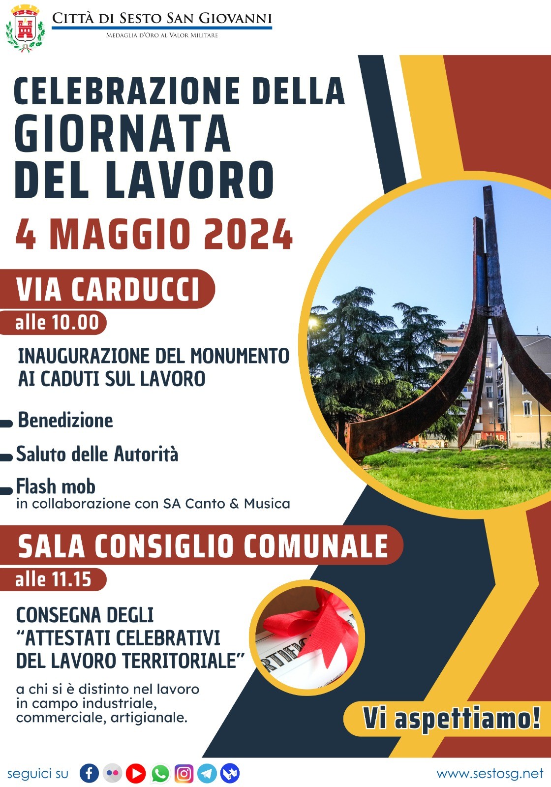 Sesto - CELEBRAZIONE DELLA GIORNATA DEL LAVORO 4 MAGGIO 2024