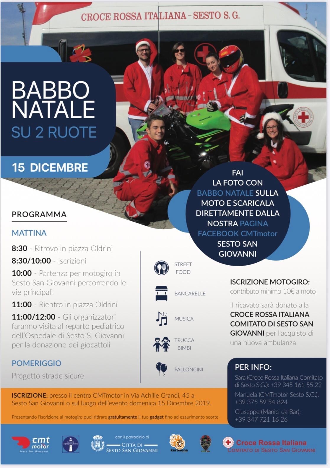 Sesto- Piazza Oldrini - il Motogiro con  Babbo Natale