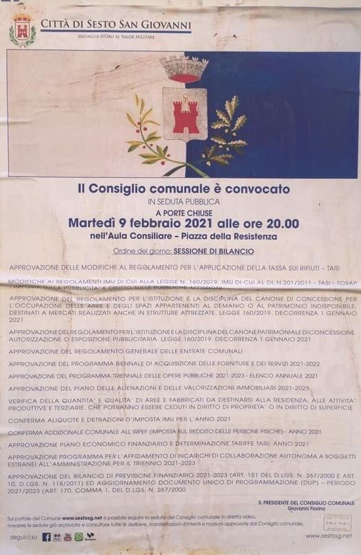 Sesto - mozione di sfiducia contro il presidente del Consiglio comunale