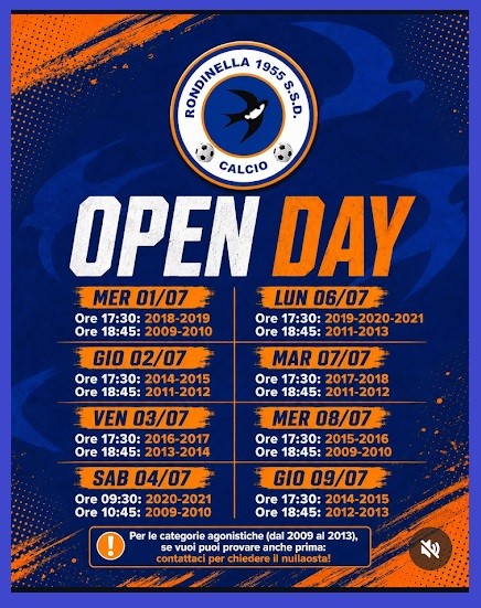 Open Day Rondinella Calcio S.S.D. - 24 Giugno 2026
